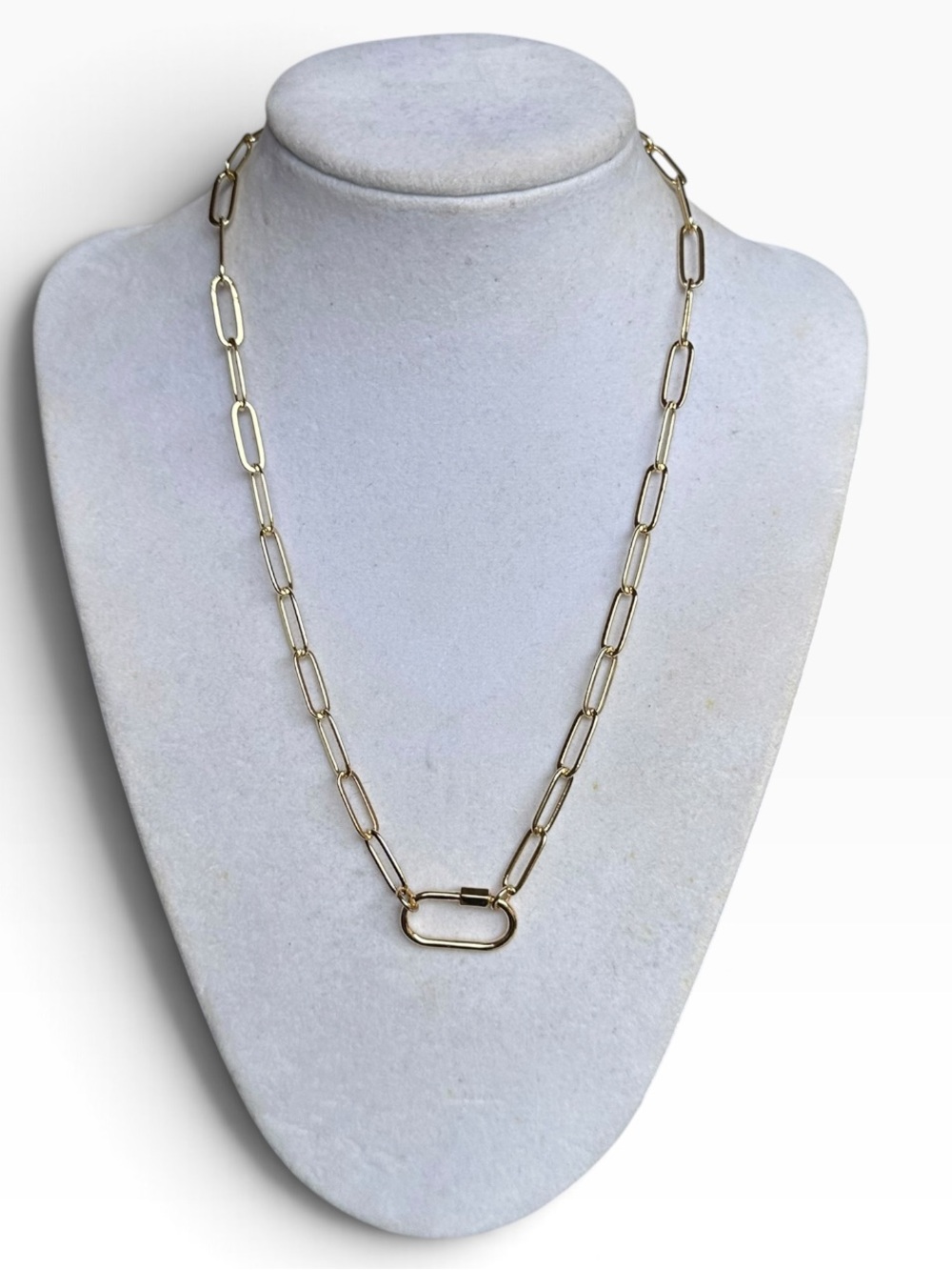 Gold Paperclip Chain Carabiner Lock Necklace